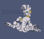  2019 absurd_res ear_piercing english_text equid equine female feral friendship_is_magic hi_res looking_at_viewer mammal my_little_pony phenyanyanya piercing pussy smile solo spread_legs spreading text zebra zecora_(mlp) 