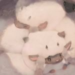  :3 animal_focus brown_eyes closed_eyes closed_mouth fluffy gen_8_pokemon highres looking_at_another manino_(mofuritaionaka) no_humans pokemon pokemon_(creature) sheep signature too_many wooloo 