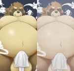  2019 anthro asian_clothing balls belly blush brown_body brown_fur bulge canid canine clothing east_asian_clothing fundoshi fur gyobu japanese_clothing jinku_56 male mammal moobs navel nipples overweight overweight_male raccoon_dog scar solo tanuki tokyo_afterschool_summoners underwear video_games 