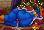  2019 anthro avian balls barefoot beak bedroom_eyes bird blue_balls blue_body blue_eyes blue_fur blue_penis blush bodily_fluids bottomless christmas christmas_tree clothed clothing cum cum_on_ground cum_on_penis cumshot ejaculation erection fur gatorbeast genital_fluids gift half-closed_eyes hand_on_head hand_on_stomach hat headgear headwear holidays humanoid_penis inside jacket king king_dedede kirby_(series) looking_at_viewer looking_pleasured lying male mistletoe mostly_nude narrowed_eyes navel nintendo on_ground on_side one_eye_closed open_mouth orgasm ornament overweight pecs penguin penis plant pose presenting presenting_penis ribbons royalty seductive smile solo squint thick_thighs tongue topwear tree video_games 