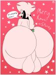  2019 anthro balls big_balls big_butt blush butt canid canine canis christmas collar digital_media_(artwork) domestic_dog english_text fur hair hi_res holidays huge_balls huge_butt hyper invalid_tag looking_at_viewer male mammal mechaclank missletoe nude open_mouth presenting smile solo sparky_(mechaclank) text 