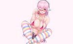  bikini headphones miyamoto_issa pink_eyes pink_hair sonico super_sonico swimsuit thighhighs 