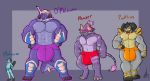  anthro anthrofied bow_tie bulge clothing dewott fangs horn hyper hyper_bulge kokoro-doll legendary_pok&eacute;mon looking_at_viewer male mismagius nintendo o&#039;phloww phazer phloww pok&eacute;mon pok&eacute;mon_(species) porthos samurott size_chart size_difference smile terrakion underwear video_games 