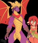  &lt;3 activision anthro athletic blush clothed clothing curvaceous curvy_figure dragon elora eyewear faun gloves goggles green_eyes hair handwear hi_res purple_body purple_eyes purple_skin scales scarf simple_background smile spyro spyro_the_dragon thick_thighs video_games voluptuous wings xplaysx 