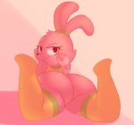  anormaluser big_butt bottomless butt cartoon_network chowder_(series) clothed clothing female fur hybrid lagomorph legwear leporid looking_at_viewer looking_back mammal panini_(chowder) pink_body pink_fur rabbit socks 