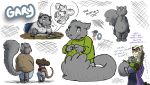  2019 anthro ashley_(themuffinly) bio blush clothing digital_media_(artwork) featureless_crotch female fur gary_(themuffinly) grey_body grey_fur imminent_vore infatuation male mammal mouse muffin_(themuffinly) murid murine mustelid nude rodent sciurid size_difference slightly_chubby themuffinly tongue tongue_out vore 