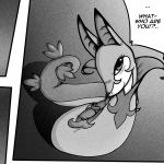  ! ... 1:1 2014 ? comic english_text eyelashes female feral greyscale manga monochrome nintendo pok&eacute;mon pok&eacute;mon_(species) reptile scalie serpentine serperior shikaro smile snake solo text video_games 