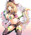  animal_ears bangs belt between_fingers bikini blonde_hair blush breasts cat_ears cat_tail clipboard commission cosplay covered_nipples eyebrows_visible_through_hair facial_mark fate/grand_order fate_(series) final_fantasy final_fantasy_xiv florence_nightingale_(fate/grand_order) florence_nightingale_(fate/grand_order)_(cosplay) gloves green_bikini green_eyes green_gloves green_legwear hat highres holding holding_syringe large_breasts layered_bikini looking_at_viewer medium_hair microskirt mii@chiffonx miqo&#039;te navel nurse_cap pink_belt purple_bikini revealing_clothes rubber_gloves shrug_(clothing) signature skirt slit_pupils squatting stethoscope swimsuit syringe tail thighhighs_under_boots trick_or_treatment watermark whisker_markings 