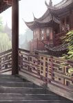  architecture building day east_asian_architecture highres missile228 no_humans original outdoors pagoda railing scenery stairs stone_stairs tree 