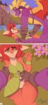  &lt;3 activision anthro athletic bedroom_eyes blush building castle clothed clothing curvaceous curvy_figure dragon elora eyewear faun female flower gloves goggles grass green_eyes hair handwear hi_res imminent_sex lying male male/female narrowed_eyes plant purple_body purple_eyes purple_skin seductive spyro spyro_the_dragon structure video_games voluptuous water xplaysx 
