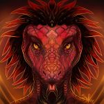  ambiguous_gender anthro black_hair forked_tongue hair headshot_portrait highlights_(coloring) lizard looking_at_viewer orange_eyes portrait red_body red_highlights red_scales reptile safiru scales scalie slit_pupils solo tongue tongue_out 