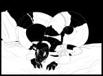  armband bed black_and_white bra clothing cloven-jitsu female furniture looking_up monochrome naga on_bed reptile scalie serpentine snake solo tongue tongue_out underwear veil 