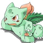  after_masturbation balls blush cum cute doneru ivysaur male nelly nintendo penis plain_background pok&#233;mon pokemon solo video_games white_background 