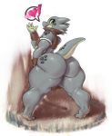 ! &lt;3 2019 4_fingers absurd_res anthro big_butt butt clothed clothing female fingers gilly_(sssonic2) hi_res kobold looking_at_viewer msvondran scalie short_stack simple_background solo white_background 