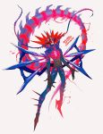  1boy character_name eternatus gen_8_pokemon grey_background harurie highres legendary_pokemon male_focus open_mouth personification pokemon pokemon_(creature) simple_background solo spiked_hair spikes tail 