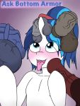  animal_genitalia animal_penis anthro ask_bottom_armor blush disembodied_penis equid equine_penis friendship_is_magic girly horn lefthighkick male male/male mammal my_little_pony penis shining_armor_(mlp) text tongue tongue_out unicorn 