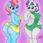  anthro big_breasts big_butt breasts butt duo equid female friendship_is_magic hi_res horn huge_butt lefthighkick mammal mature_female mrs._cake_(mlp) my_little_pony twilight_velvet_(mlp) unicorn 