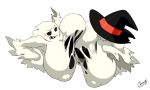  angry bakemon black_body black_sclera breasts cheese_cake cleavage clothed clothing digimon digimon_(species) ghost hat headgear headwear nipple_outline not_furry sharp_teeth smile soulmon spirit teeth torn_clothing translucent undead white_body white_pupil witch_hat 