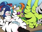  abdominal_bulge anal anal_penetration anthro arthropod ask_bottom_armor bodypaint changeling equid equine friendship_is_magic girly horn lefthighkick male male/male mammal my_little_pony penetration penis shining_armor_(mlp) thorax_(mlp) unicorn zebra 