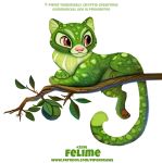  ambiguous_gender branch brown_eyes cryptid-creations domestic_cat english_text felid feline felis feral fur green_body green_fur humor lime_(fruit) mammal pawpads pun simple_background smile solo text url visual_pun white_background wood 