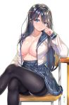  areola mukatsukulsp no_bra open_shirt ore_wo_suki_nano_wa_omae_dake_ka_yo pantsu pantyhose sanshokuin_sumireko seifuku skirt_lift 