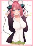  5-toubun_no_hanayome animal_ears cleavage nakano_nino seifuku sweater tail thighhighs uiri-na 