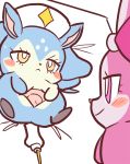  anthro biped blue_body blue_fur blush bodily_fluids brown_body brown_fur clothing cocotama duo female fur hat hat_only headgear headwear hirake!_cocotama kemonagari mammal mostly_nude multicolored_body multicolored_fur nachu_(cocotama) nurse_hat pink_body pink_eyes pink_fur presenting presenting_pussy pussy ribbon_(cocotama) ribbons semi-anthro sweat syringe tan_body tan_fur two_tone_body two_tone_fur yellow_eyes 