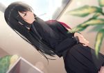  black_hair gray_eyes long_hair noda_shuha original school_uniform skirt waifu2x 