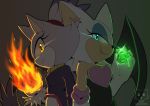  2019 anthro blaze_the_cat blue_eyes breasts chiropteran clothing diamond_(gem) duo eyeshadow felid feline female fire fur gem gloves hair handwear hi_res lipstick makeup mammal membrane_(anatomy) membranous_wings mimikuronekito ponytail rouge_the_bat sonic_the_hedgehog_(series) video_games wings yellow_eyes 