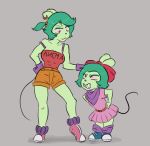  adult_fink bulma cartoon_network cosplay dragon_ball dragon_ball_z ear_piercing female fink_(ok_k.o.!_lbh) fur green_body green_fur green_hair hair mammal murid murine ok_k.o.!_let&#039;s_be_heroes piercing rat rodent square_crossover stupidgnoll young 