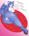  2018 anus blush bodily_fluids breasts butt canid canine female fox genital_fluids holidays krystal mammal new_year nintendo nipples nude pussy pussy_juice skulkers solo star_fox text video_games 