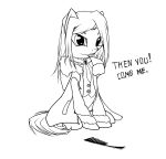  brush clothed clothing comb english_text equid equine ergo_proxy feral hairbrush hi_res horse jacket looking_at_viewer mammal monochrome my_little_pony ponification pony re-l_mayer science_fiction simple_background solo text topwear white_background xn-d 