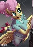  anthro big_breasts breasts clothed clothing empressbridle equid equine female fluttershy_(mlp) footwear friendship_is_magic high_heels kneeling mammal my_little_pony pterippus shoes solo_focus wings 