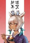  1boy 2girls absurdres alisaie_leveilleur alphinaud_leveilleur anger_vein animal animal_ears animal_on_head animalization bangs blue_ribbon bowl cat_ears chopsticks dark_skin eating final_fantasy final_fantasy_xiv haimerejzero hair_ribbon highres holding holding_bowl holding_chopsticks japanese_clothes kimono looking_at_viewer miqo&#039;te mochi mochi_trail mouse multiple_girls nengajou new_year on_head rapier red_ribbon ribbon short_hair siblings signature silver_eyes slit_pupils sweatdrop sword tattoo two-tone_background weapon white_hair y&#039;shtola_rhul zouni_soup 