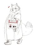  2019 anthro canid canine clothing donguri humanoid_hands mammal raccoon_dog robe scarf simple_background slightly_chubby solo tanuki 