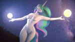  3d_(artwork) absurd_res anthro barely_visible_genitalia barely_visible_pussy breasts digital_media_(artwork) equid female friendship_is_magic hi_res horn mammal mod-madclicker moon my_little_pony night nude outside princess_celestia_(mlp) pussy unicorn 