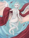  albino anthro dragon fabric frill_(anatomy) horn male membrane_(anatomy) membranous_frill membranous_wings nude red_eyes scales scalie solo thuban traur.croblleus white_body white_scales wings 