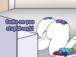  ask_bottom_armor big_butt butt clothing dialogue equid friendship_is_magic huge_butt lefthighkick mammal my_little_pony shining_armor_(mlp) thick_thighs thong underwear 