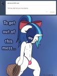  anthro ask_bottom_armor bulge clothed clothing dialogue equid friendship_is_magic girly horn lefthighkick male mammal my_little_pony panties shining_armor_(mlp) topless underwear unicorn 