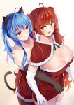  2girls animal_ears areola_slip areolae azur_lane bangs bare_shoulders black_gloves blush breasts cape cat_ears cat_tail cleavage closed_mouth collarbone commentary_request covered_nipples dress dress_lift elbow_gloves eyebrows_visible_through_hair fake_animal_ears fake_tail fang gloves highres honolulu_(azur_lane) irohasu large_breasts long_hair multiple_girls open_mouth panties purple_eyes red_cape red_dress red_eyes revision side_ponytail sidelocks smile st._louis_(azur_lane) strapless strapless_dress tail thighhighs twintails underwear very_long_hair white_gloves white_legwear white_panties 