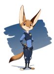  2018 anthro brown_body brown_eyes brown_fur canid canine cider_(ciderbunart) clothed clothing cosplay dipstick_tail fox fully_clothed fur looking_at_viewer mammal multicolored_tail pointedfox simple_background smile solo standing 