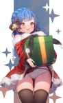  christmas dress nanao_yuriko pantsu shimapan skirt_lift tagme the_idolm@ster the_idolm@ster_million_live! thighhighs wardrobe_malfunction 