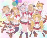  2020 6+girls :d ahoge andira_(granblue_fantasy) anila_(granblue_fantasy) animal animal_ears balloon bangs black_legwear blonde_hair blunt_bangs blush bow braid breasts brown_footwear cheese closed_eyes collared_shirt cosplay dark_skin dog_ears dog_tail draph erune eyebrows_visible_through_hair fake_animal_ears fang food granblue_fantasy hair_bow hair_ornament hairband hairclip happy_new_year harvin horns ice_cream jumping kuvira_(granblue_fantasy) large_breasts long_hair long_sleeves looking_at_viewer mahira_(granblue_fantasy) midriff monkey_ears monkey_tail mouse_ears multiple_girls navel new_year open_mouth pleated_skirt pointy_ears rat red_eyes sheep_horns shirt short_hair silver_hair skirt smile tail thighhighs two_side_up vajra_(granblue_fantasy) very_long_hair vikala_(granblue_fantasy) vikala_(granblue_fantasy)_(cosplay) vinhnyu white_shirt white_skirt yellow_eyes 