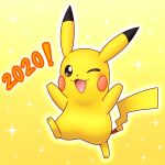  nintendo one_eye_closed pikachu pikatiu pok&eacute;mon pok&eacute;mon_(species) simple_background smile video_games wink yellow_background 