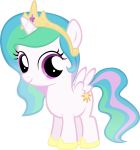  aged_down crown cub cutie_mark equid feathered_wings feathers female feral friendship_is_magic hair horn looking_at_viewer mammal moongaze moongazeponies multicolored_hair multicolored_tail my_little_pony princess_celestia_(mlp) purple_eyes rainbow_hair smile solo tiara white_body white_feathers winged_unicorn wings young 