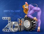  2020 blonde_hair blue_eyes butt chip_&#039;n_dale_rescue_rangers clothing disney gadget_hackwrench hair holidays jumpsuit mammal mouse murid murine new_year pawpads rodent sirena_de_sire 