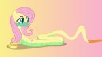  16:9 2018 absurd_res alternate_species armband digital_media_(artwork) equid equine female feral fluttershy_(mlp) forked_tongue friendship_is_magic genie gold_(metal) gradient_background grey_eyes hair hi_res lamia looking_back mammal my_little_pony parclytaxel pink_hair reptile scalie serpentine simple_background slit_pupils snake solo split_form superabsurd_res tongue tongue_out veil yellow_body 