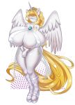  anthro big_breasts blindfold breasts equid female horn huge_breasts mammal mrkashkiet my_little_pony nipple_outline winged_unicorn wings 