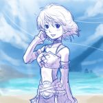  1girl breasts commentary_request fiorun looking_at_viewer open_mouth short_hair smile solo xenoblade_(series) xenoblade_1 yazwo 