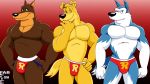  anthro big_muscles bird_dog blitz_(road_rovers) blue_eyes brown_eyes bulge canid canine canis dobermann domestic_dog exile_(road_rovers) fabfelipe floppy_ears golden_retriever group hunter_(road_rovers) hunting_dog husky lineup male mammal muscular muscular_male nordic_sled_dog pecs pinscher pose prick_ears retriever road_rovers spitz 
